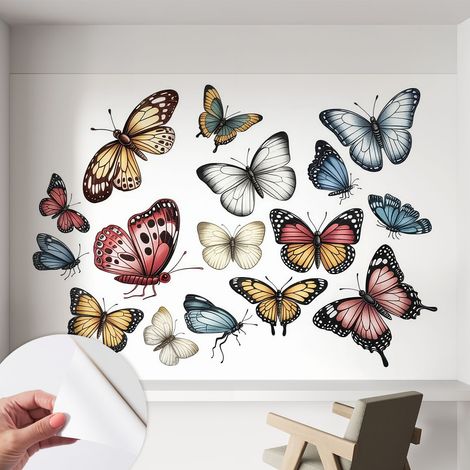 Papier peint autocollant avec imprimé pour intérieur moderne application facile a motif Papillons paradisiaques 152x104 cm (1/5)