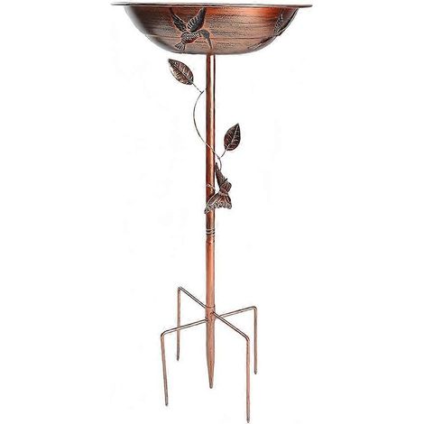 Grand bain d'oiseaux en métal pour l'extérieur, abreuvoir amovible de 30 cm de diamètre, style vintage. (1/5)