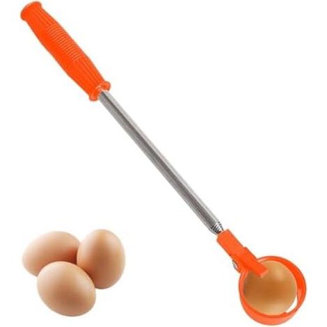 Outil pour attraper les œufs - Pince à saisir en acier inoxydable, outil de cuisine pratique avec poignée antidérapante, résistant la chaleur Pinces Orange. (1/5)