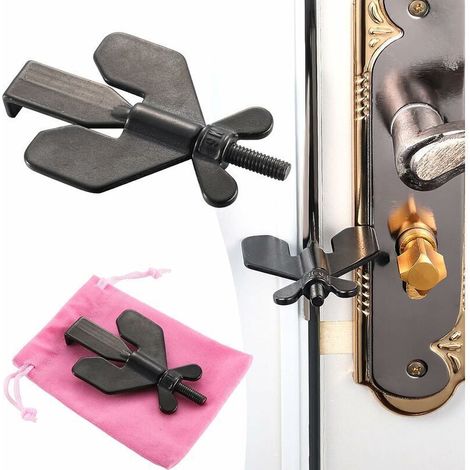4pcs noir Verrouillage de Porte 3 en 1 pour la Sécurité de Porte de Voyage Dispositifs de Verrouillage de Porte de Sécurité Supplémentaire et de Dispositifs de Sécurité de Porte pour la Maison H (1/4)