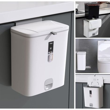 SABIR Poubelle Cuisine Salle De Bains Poubelle Avec Couvercle, Poubelle À Compost En Plastique Suspendue Ou Debout (1/5)