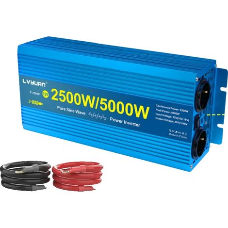 Inverter a onda sinusoidale pura, potenza di picco 5000 W, display LCD 5000 W, Europa, DC 12 V, AC 220 V-240 V (1/2)