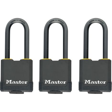 Candado de Alta Seguridad - MASTER LOCK - M115EURTRILF - Con llave - Acero laminado revestido - Exterior - Antióxido - Arco M - Paquete de