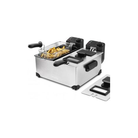 Friggitrice doppio cestello 2x3L 2 termostati indipendente, fino a 190°C DFX600 (1/6)