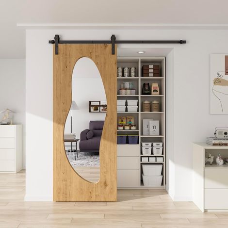 1.5M/5FT Quincaillerie De Porte Coulissante Kit Porte Coulissante Rail Contient un Guide de Plancher Réglable (1/5)