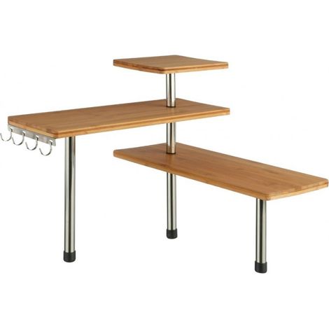 Étagère d'angle de cuisine avec 3 niveaux en bambou - Longueur 45 x Profondeur 43 x Hauteur 38,5 cm -PEGANE- (1/3)