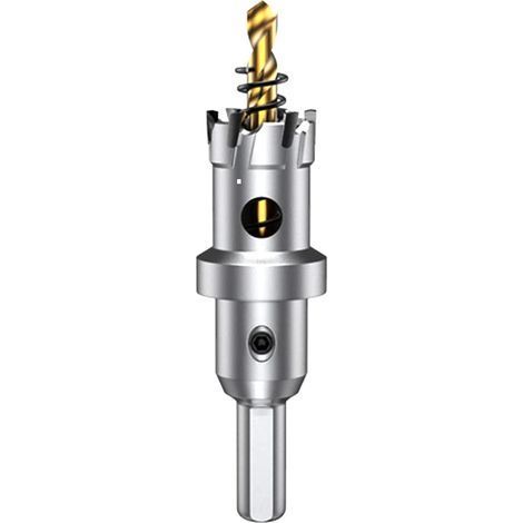 22mm Scie à Cloche en carbure de tungstène, TCT Foret de scie trépan avec 1 forets pilote plaqués titane pour acier inoxydable, feuille, métal… (1/5)