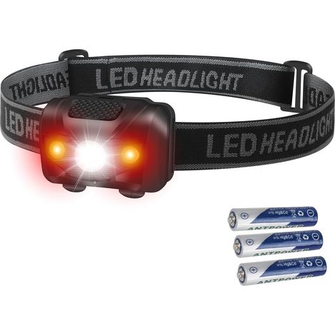 Lampe Frontale LED Ultra Puissante,Rouge Torche Frontale de 4 Modes pour Adulte/Enfant, Frontales pour Lecture au lit/Course A Pied/Camping/Cyclisme/Courir Randonnée/Pêche,3 Pile AAA Inclus