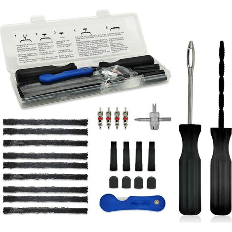 26 Pièces Kits de Réparation de Pneus, Bandes de Réparation de Pneus Pour Voiture Moto (1/5)