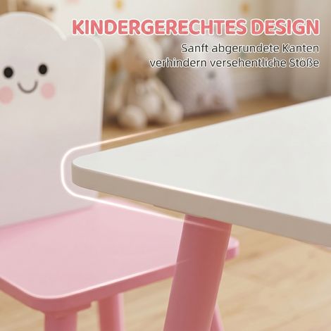 Ensemble table et chaises enfant 3 pièces, 1 table 2 chaises, rose et blanc, mobilier pour enfants (1/5)