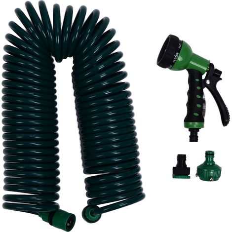 Tuyau d'arrosage spiralé de 15 m (49,2 pi), tube télescopique en EVA, 7 modes, pour l'arrosage des plantes et des pelouses (1/5)