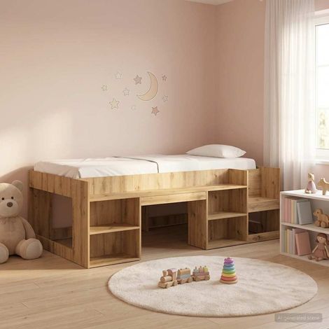 vidaXL Telaio del letto con storage Rovere Artigianale 75 x 190 cm (1/5)