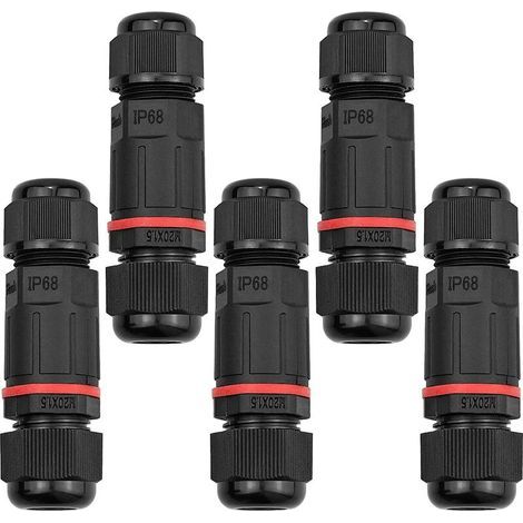 5 Pcs Boîte de Derivation Étanche, Connecteur Électrique Éxterieur IP68, Connecteurs Boîtier et Câble Électrique Extérieur Ø 1-13mm - Noir (1/5)
