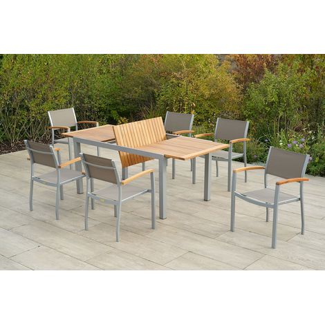 Naxos Set 7tlg 6 Sessel Tisch 150(200)x90cm
