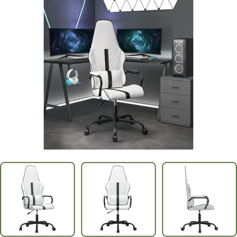 vidaXL Gamingstuhl mit Massage - Gaming-Stuhl mit Massagefunktion Schwarz und Weiß Kunstleder (1/5)