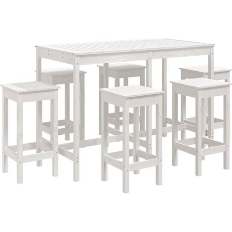Maison Exclusive - 7-tlg. Gartenbar-Set Weiß Massivholz Kiefer