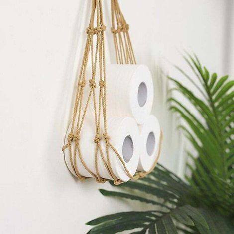 Handgewebter Toilettenpapierhalter aus Baumwollseil zur Wandmontage im Wohnzimmer, Papiertüte, Papierrolle, Aufbewahrungstasche aus Baumwollseil, Hängetasche zur Aufbewahrung von Zeitschriften/Büchern