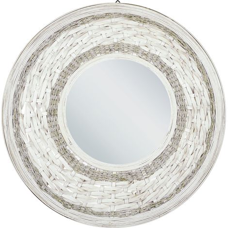 Espejo de pared de madera de bambú natural beige 61 cm accesorio moderno Soledad