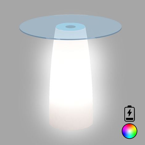 Mesa de luz de diseño de alta gama, Ø70 H90, LED multicolor con batería para uso interior y exterior - Fabricada en Italia - Monacis