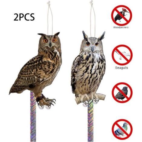 Vogelabwehrmittel, Vogelscheuche, reflektierendes Band, Taubenabwehr-Glockenspiel (2 Eulen) (1/5)