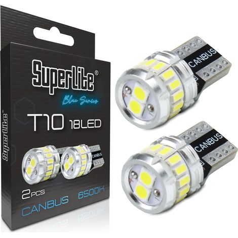 Lot de 2 Ampoules T10, 18 LED, Technologie CanBus, 6500K, Pour Voiture Et Camion