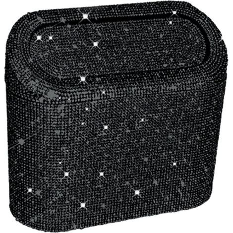Automontierter, diamantbesetzter Mülleimer, Auto-Aufbewahrungseimer, hängende Auto-Aufbewahrungstasche, kreativer Mini-Mülleimer mit Deckel und Diamanten (1/5)