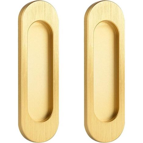 Poignée de porte coulissante ovale Poignée de porte coulissante autocollante en alliage d'aluminium sans perforation (or, 100 mm) 2 pièces (1/5)