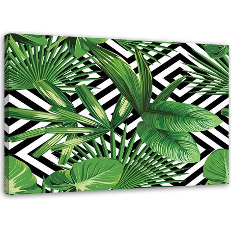 Tableau sur toile Palmier Feuilles Géométrique Vert 60x40 (1/5)