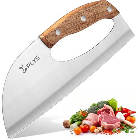 Professional sharp kitchen knife: non-slip wooden handle, 22 cm blade for meat, ideal for grilling and slicing (1/5)