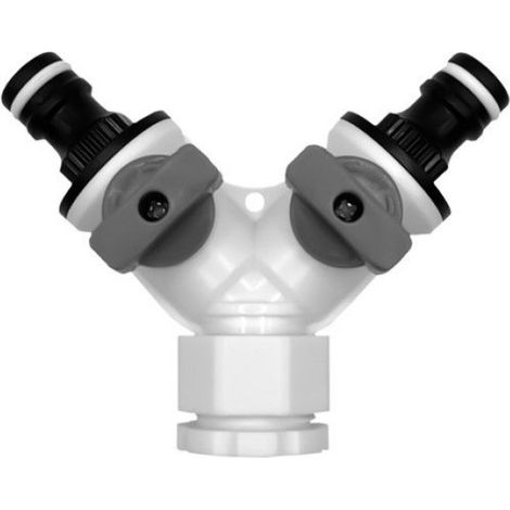 Collecteur - Double Sortie - Débit Réglable Par Sortie - Raccords Rapides Pour Tuyaux 12 14 16 19 mm - Pour Arrosage Jardin - 1 Pièce