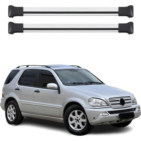 OMAC Barres de toit en aluminium pour Mercedes Classe M W163 1998-2005 – TÜV / DIN 75302:2019 – Charge max 75 kg – 2 barres Argent (1/4)