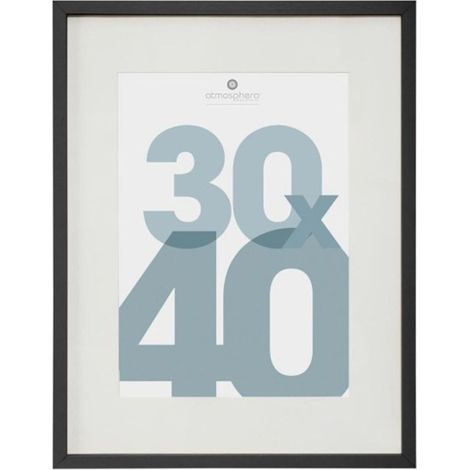 Atmosphera – Cadre photo en verre noir 30x40cm – MDF et verre – 2 accroches au dos – Utilisation portrait ou paysage