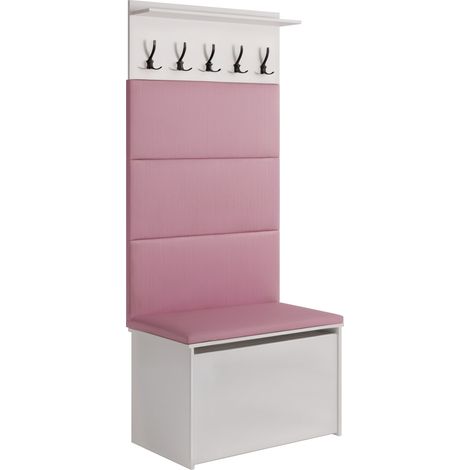 Scarpiera con seduta e appendiabiti ANDY pannelli rosa