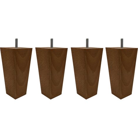 4 pieds fuseau tronqué bois merisier 15 cm