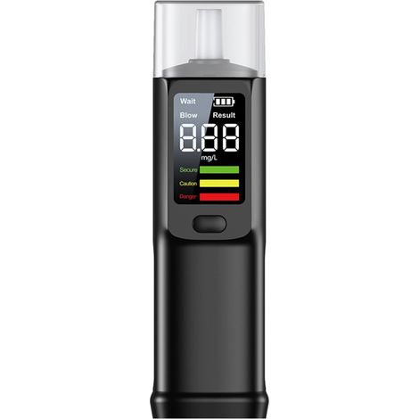 Éthylotest numérique rechargeable USB, puce ASIC pour test précis, 10 embouts inclus, fonction vocale, pour voiture et voyage, noir (1/5)