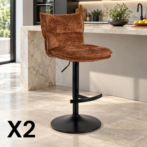 Tabouret de bar réglable en tissu terracotta (lot de 2) IENA (1/5)