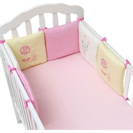 Tour de Lit 6 Pièces Ensemble - Marque - Modèle - Pare-choc Literie Enfant - Rose Rose