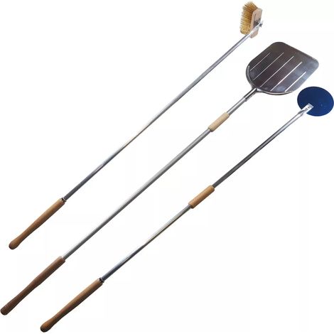 KIT PALE/set pala PER PIZZA FORNO A LEGNA 3 PEZZI -manico scorrevole PIZZE FORNI