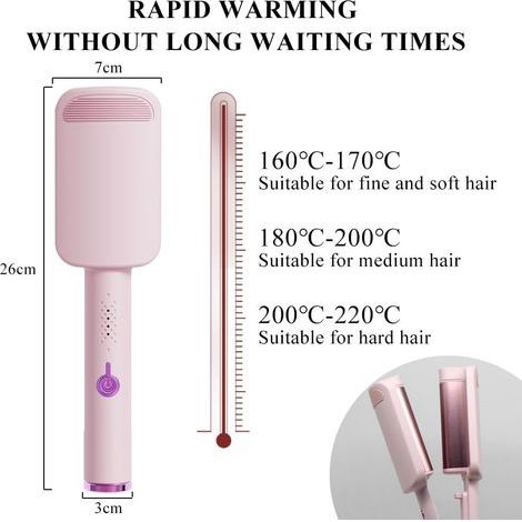 Fer à boucler ondulé 32 mm pour boucles larges Convient à tous les types de cheveux Rose (1/3)