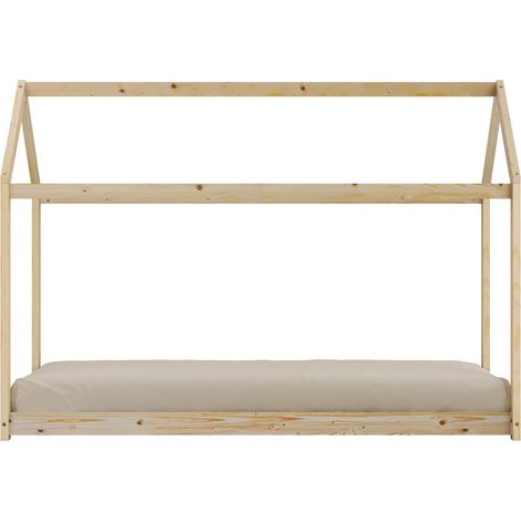 Sunny Zoey Lit Cabane Beige, En Bois Au Sol, Montessori - Sans Matelas - 206 X 98 X 154 Cm Pour Matelas De Dimensions : 90 X 200 Cm. (1/5)