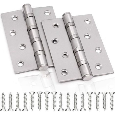 Charnière de porte en inox 3 mm – Lot de 2 paumelles pliantes argentées 100 × 75 mm pour portes intérieures massives (1/4)