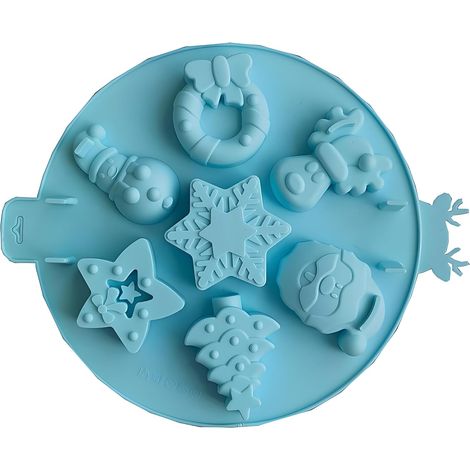 Moule à chocolat de Noël,Moules en Silicone Antiadhésif pour Bonbons et Chocolats, Moules de Cuisine Antiadhésifs,Moule à Gâteau au Chocolat pour Noël Décoration,7 Sortes de Noël Bleu,7 Sortes de Noël (1/3)