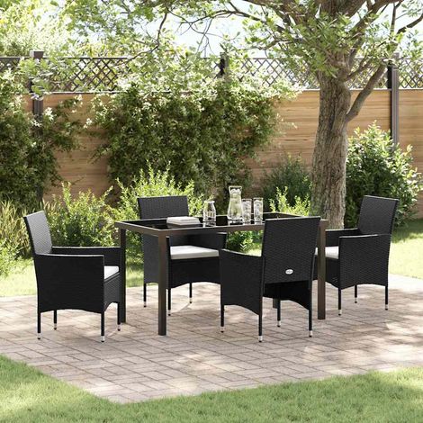 5-teiliges Garten-Essgruppen-Set Schwarz Poly-Rattan vidaXL753992 (1/5)