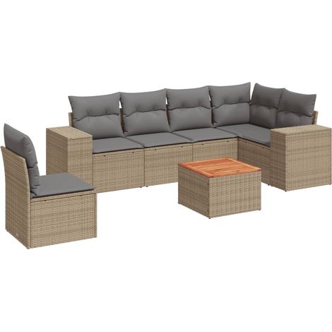 Maison Exclusive - Patio Sofa Set 6 plaza Beige and Grey (1/5)