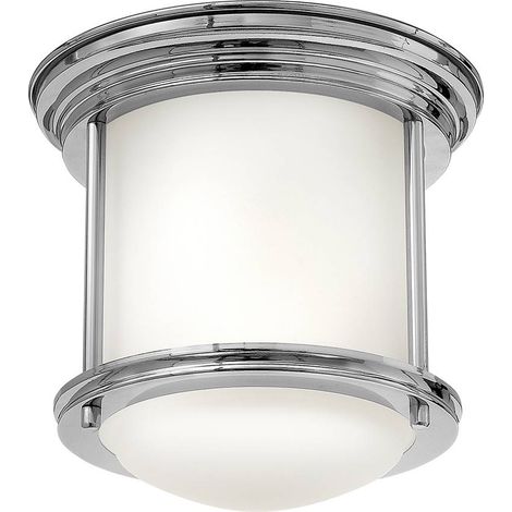 Hadrian Hinkley 1 Lumière Plafonnier Chrome avec Verre Opale IP44 (1/4)