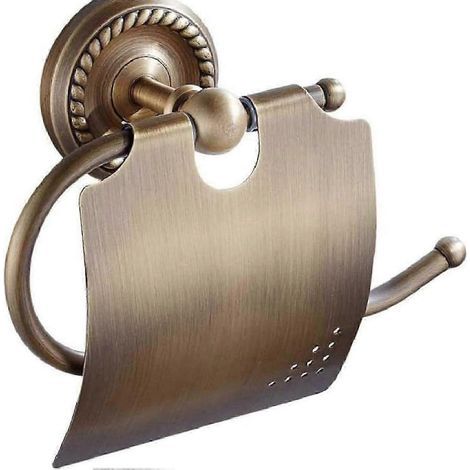 Porte-papier toilette vintage en laiton avec motifs sculptés pour salle de bain ou toilettes (1/4)