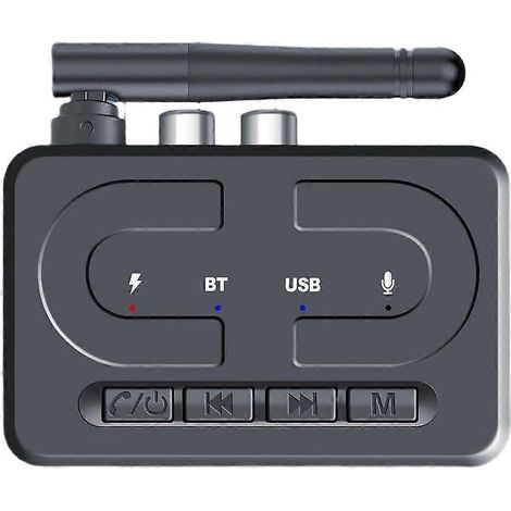 Récepteur Bluetooth 6.0 pour clé USB de voiture, lecteur audio Bluetooth, prise d'appels AUX, adaptateur audio sans fil RCA (1/5)