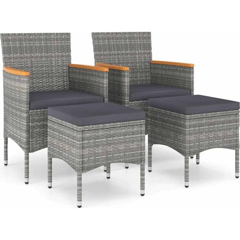 Maison Exclusive - 4-tlg. Gartenstuhl und Hocker Set Poly Rattan (1/5)