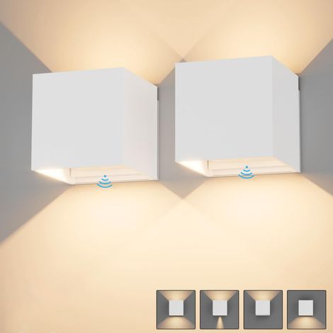 12W Indoor/Outdoor Wall Light with Motion Sensor, 3000K Warm White, IP65 Waterproof, Adjustable Beam Angle, 2 Pieces
