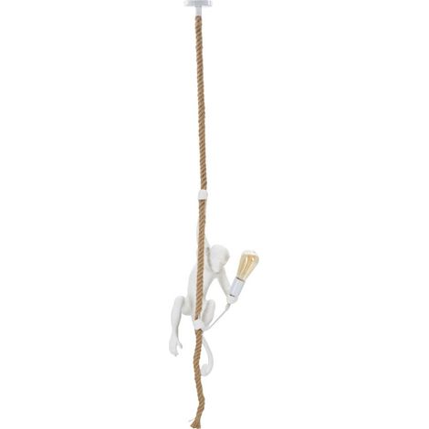 Lampe Suspension en Résine "Singe" 60cm Blanc